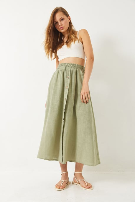 Textuur Maxi Rok met Knopen Sluiting - Image 3