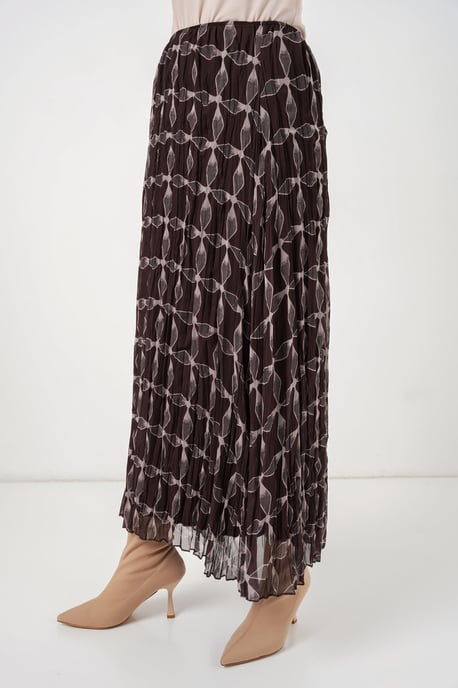 Hoge Taille Geometrische Print Maxi Rok - Image 3