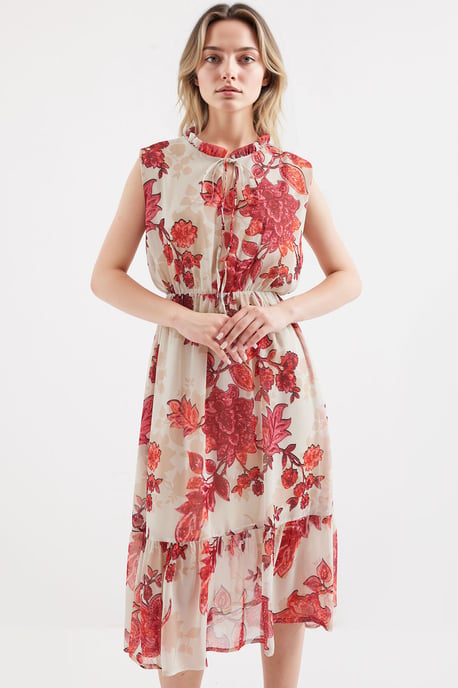 Midi-jurk met strikdetail - Image 1