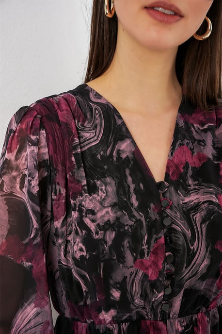 V-hals Midi-jurk met knoopsluiting - Image 4