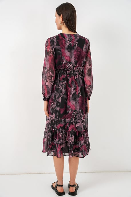 V-hals Midi-jurk met knoopsluiting - Image 5