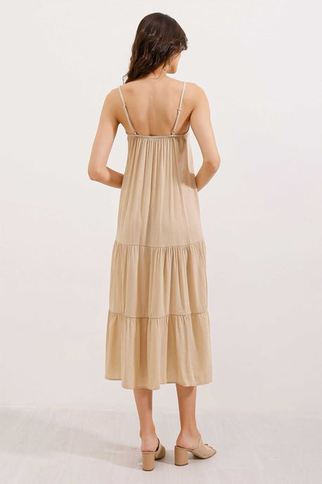 Losse Midi-jurk met Vierkante Kraag - Image 4