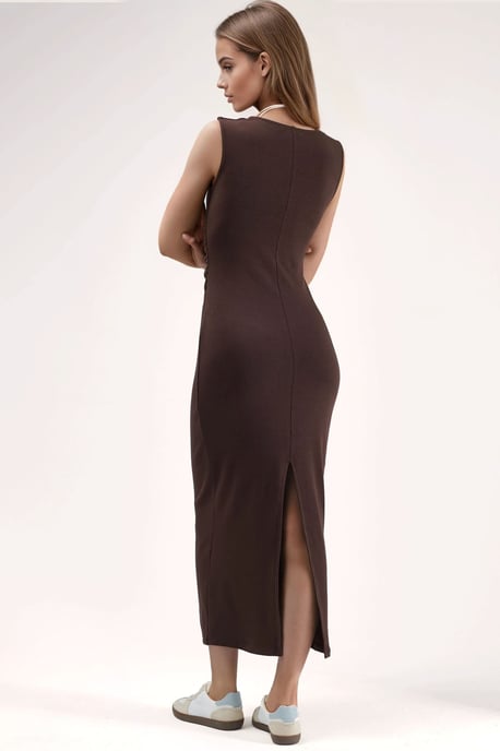 Vierkante Kraag Bodycon Midi-jurk met Splits - Image 3