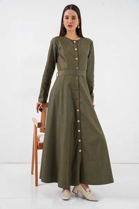 Gestrikte Denim Midi-jurk - Image 1