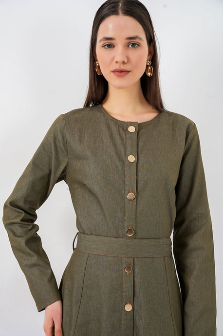 Gestrikte Denim Midi-jurk - Image 2