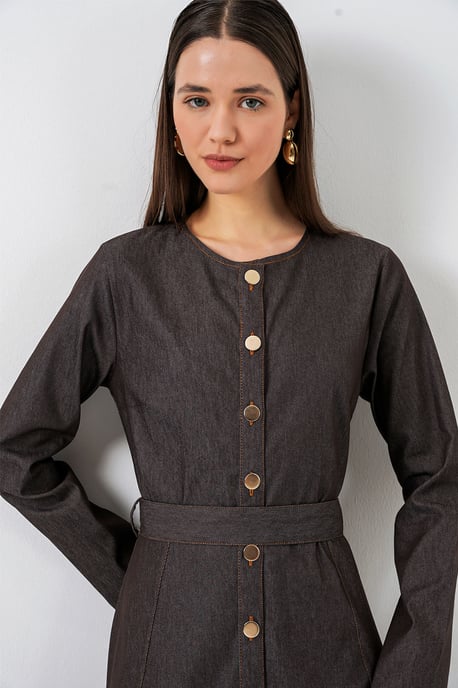Gestrikte Denim Midi-jurk - Image 2