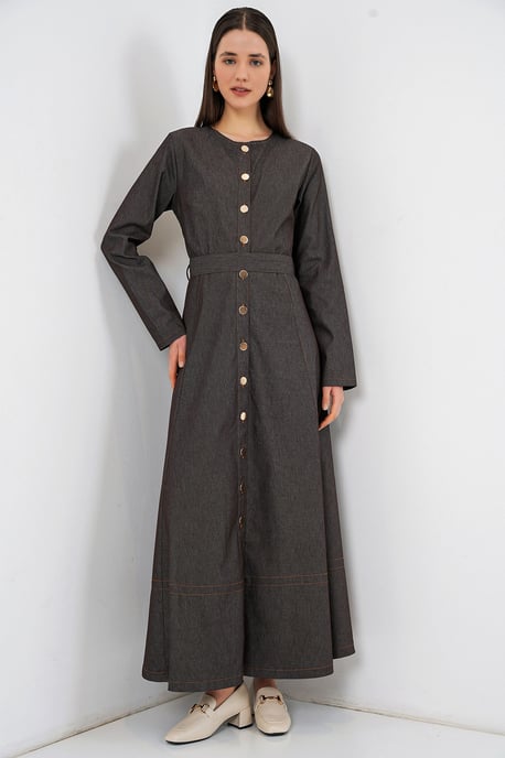Gestrikte Denim Midi-jurk - Image 3