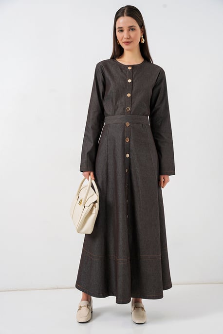 Gestrikte Denim Midi-jurk - Image 4