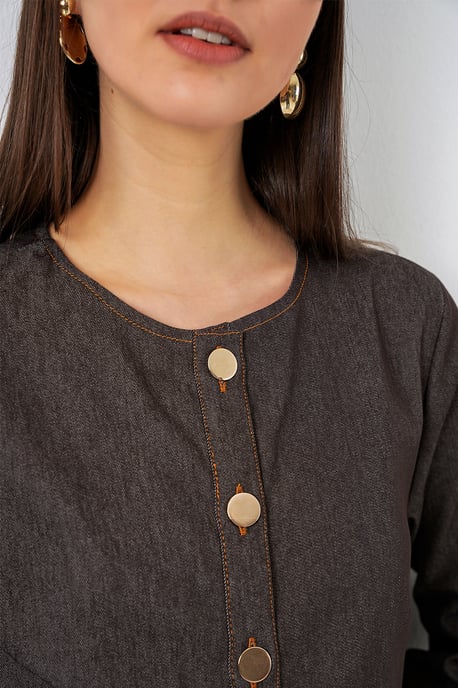 Gestrikte Denim Midi-jurk - Image 5