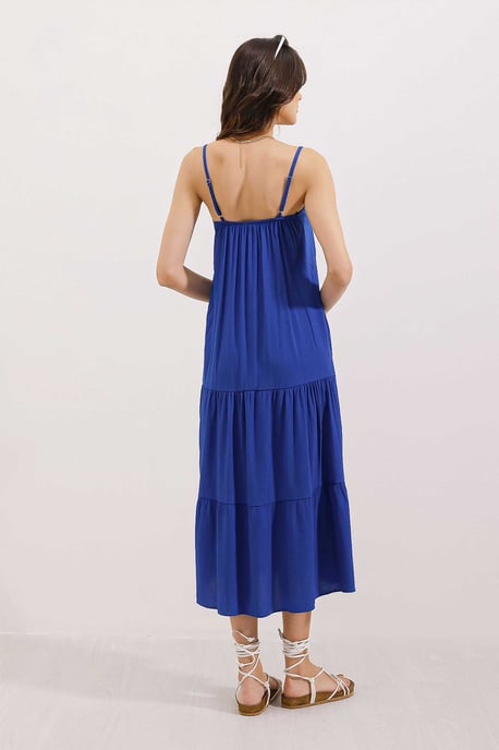 Losse Midi-jurk met Vierkante Kraag - Image 4
