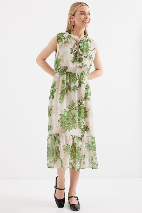 Midi-jurk met strikdetail - Image 1