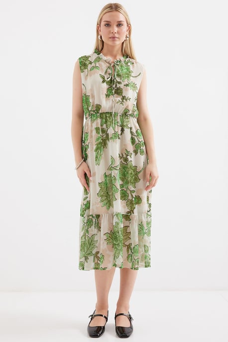 Midi-jurk met strikdetail - Image 4