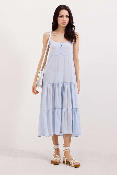 Loose Fit Midi-jurk met Vierkante Kraag - Image 1