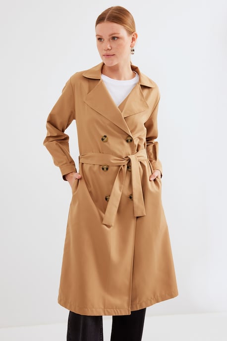 Dubbelbreasted Lange Trenchcoat - Image 1