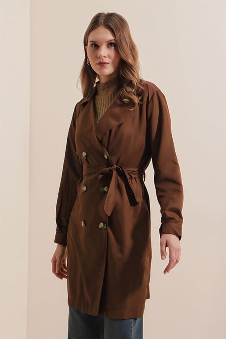 Dubbelgebreide Elastische Trenchcoat - Image 4
