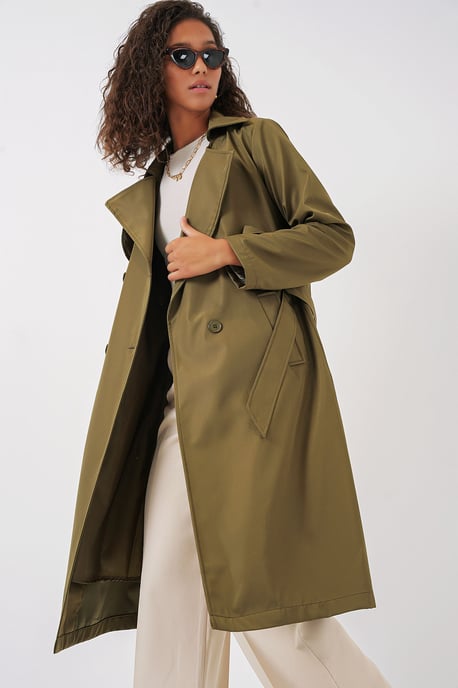 Dubbelbreasted Lange Trenchcoat - Image 1