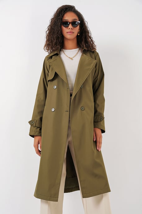 Dubbelbreasted Lange Trenchcoat - Image 3