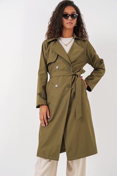 Dubbelbreasted Lange Trenchcoat - Image 5