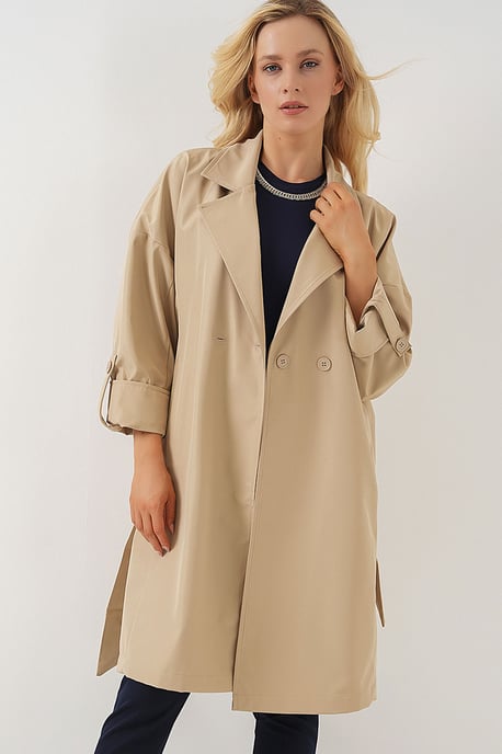 Gevormde Dubbelgeknoopte Trenchcoat - Image 1