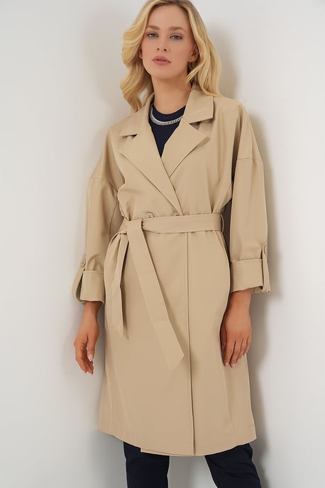 Gevormde Dubbelgeknoopte Trenchcoat - Image 3