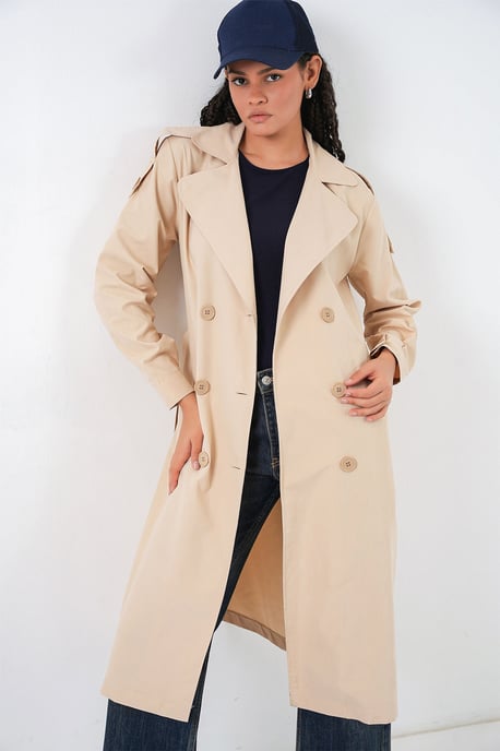 Lang Dubbel Borst Trenchcoat - Image 2