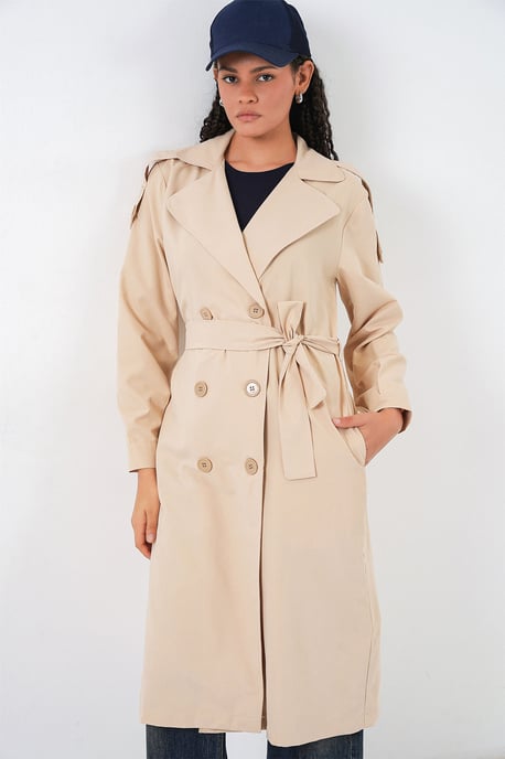 Lang Dubbel Borst Trenchcoat - Image 3