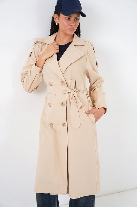 Lang Dubbel Borst Trenchcoat - Image 4
