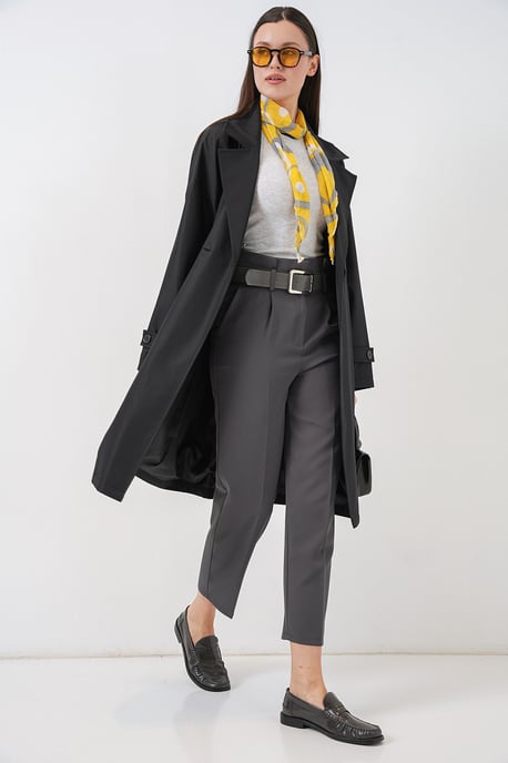 Gebelte Lange Trenchcoat met Jassenkraag - Image 4