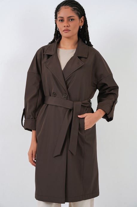 Gestrikte Dubbelgeknoopte Trenchcoat - Image 1