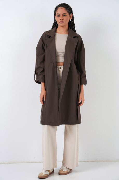 Gestrikte Dubbelgeknoopte Trenchcoat - Image 2