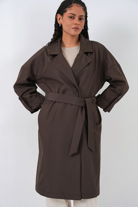 Gestrikte Dubbelgeknoopte Trenchcoat - Image 3
