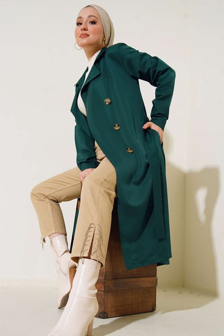 Dubbelbreasted Lange Trenchcoat - Image 1