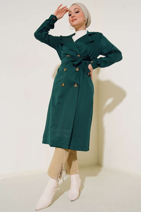 Dubbelbreasted Lange Trenchcoat - Image 2