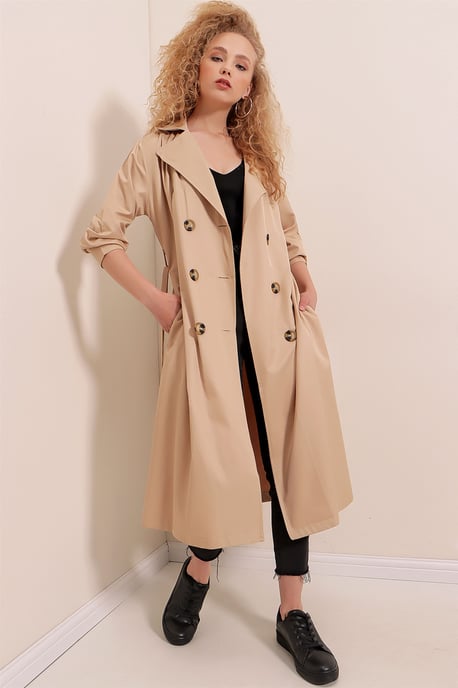 Dubbelbreasted Lange Trenchcoat - Image 1