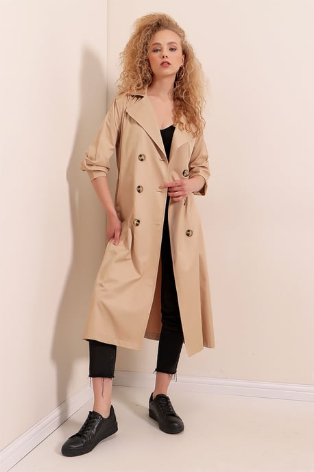 Dubbelbreasted Lange Trenchcoat - Image 2