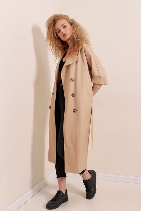 Dubbelbreasted Lange Trenchcoat - Image 4