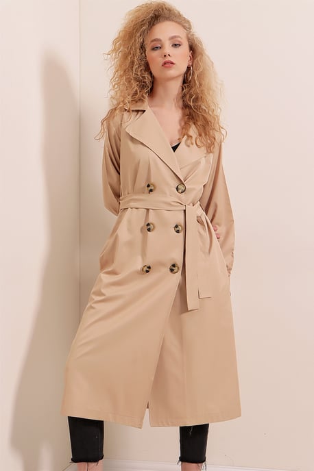 Dubbelbreasted Lange Trenchcoat - Image 6