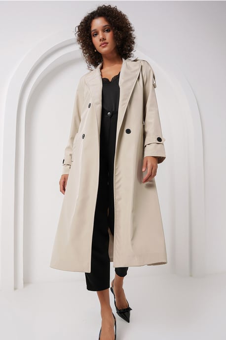 Dubbelbreasted Lange Trenchcoat - Image 1