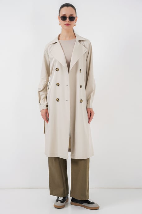 Dubbelbreasted Lange Trenchcoat - Image 3