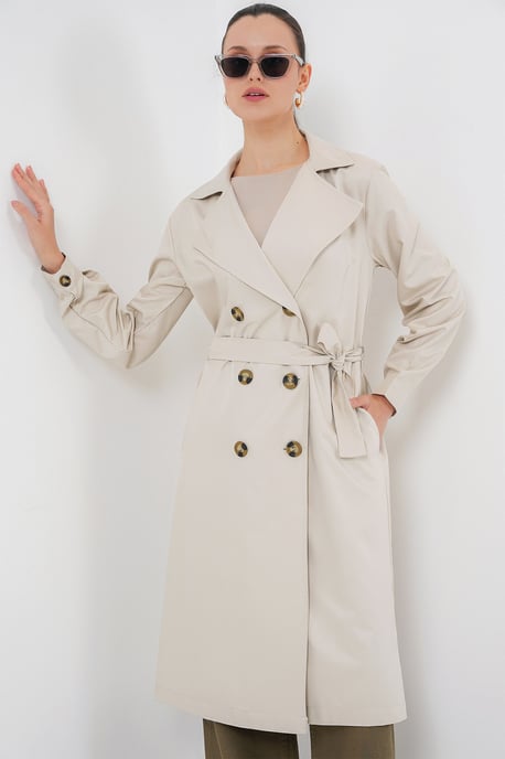 Dubbelbreasted Lange Trenchcoat - Image 6