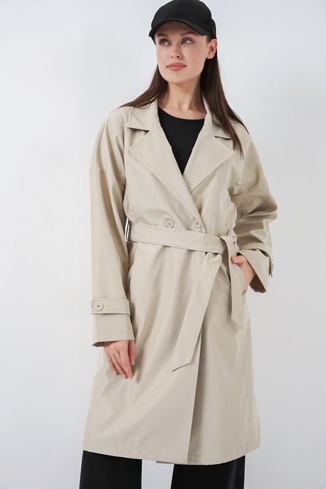 Gordel Lang Trenchcoat met Jas Kraag - Image 1