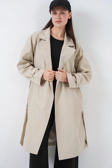 Gordel Lang Trenchcoat met Jas Kraag - Image 3