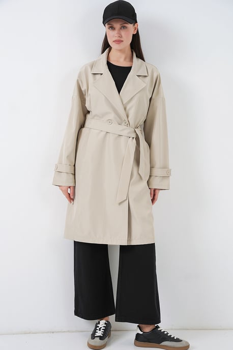 Gordel Lang Trenchcoat met Jas Kraag - Image 4