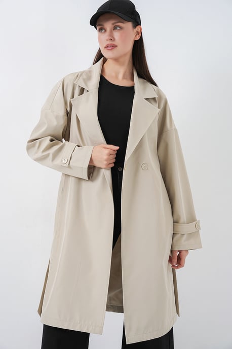 Gordel Lang Trenchcoat met Jas Kraag - Image 5