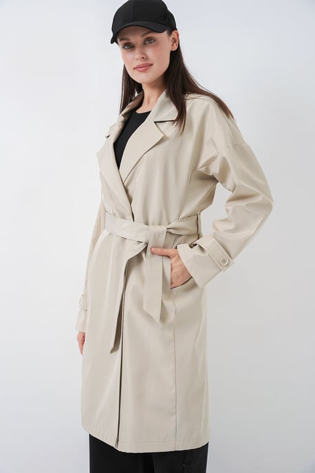 Gordel Lang Trenchcoat met Jas Kraag - Image 6