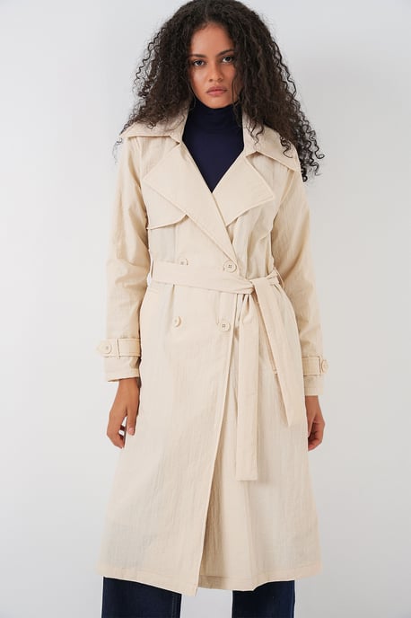 Dubbelzijdige Lange Trenchcoat met Zakjes - Image 1