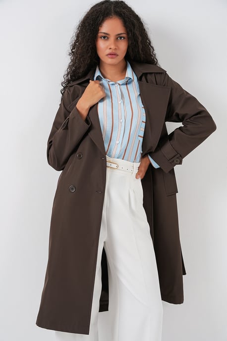 Dubbelzijdige Lange Trenchcoat - Image 3