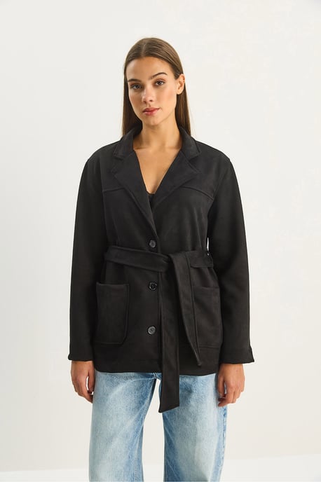 Synthetische Suede Knop-up Jas - Image 5