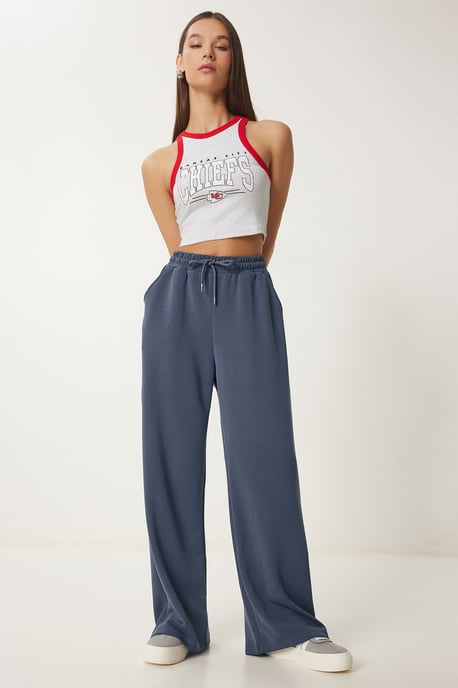 Wijde broek met trekkoord in de taille - Image 2