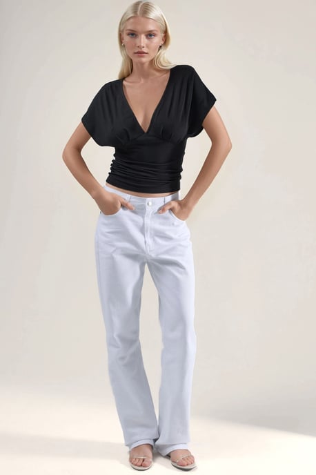 Gerimpelde V-hals T-shirt - Image 5